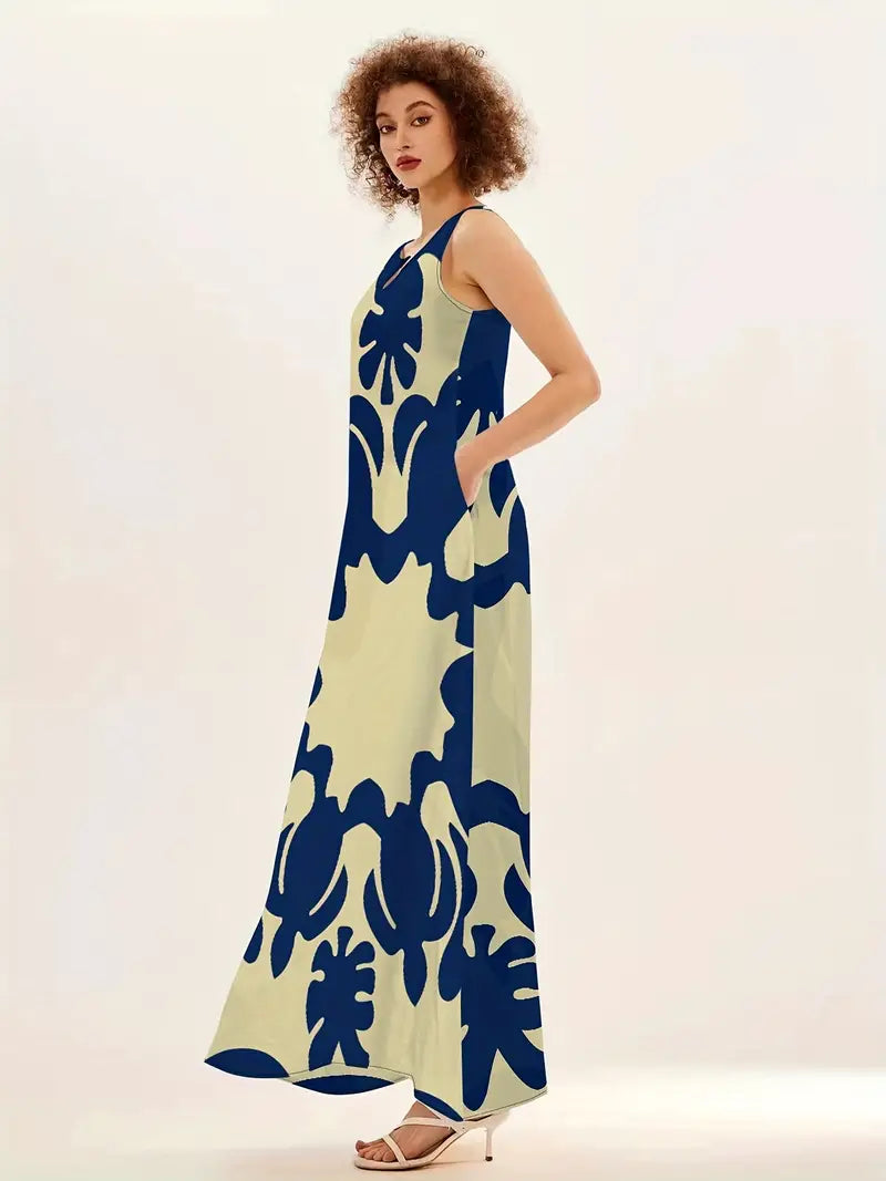 EP | Maxi-robe avec décolleté en V et imprimé graphique