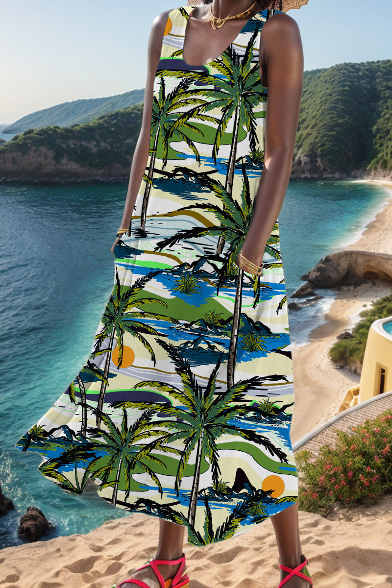 EP | Casual Print Basic U cou robe gilet robes