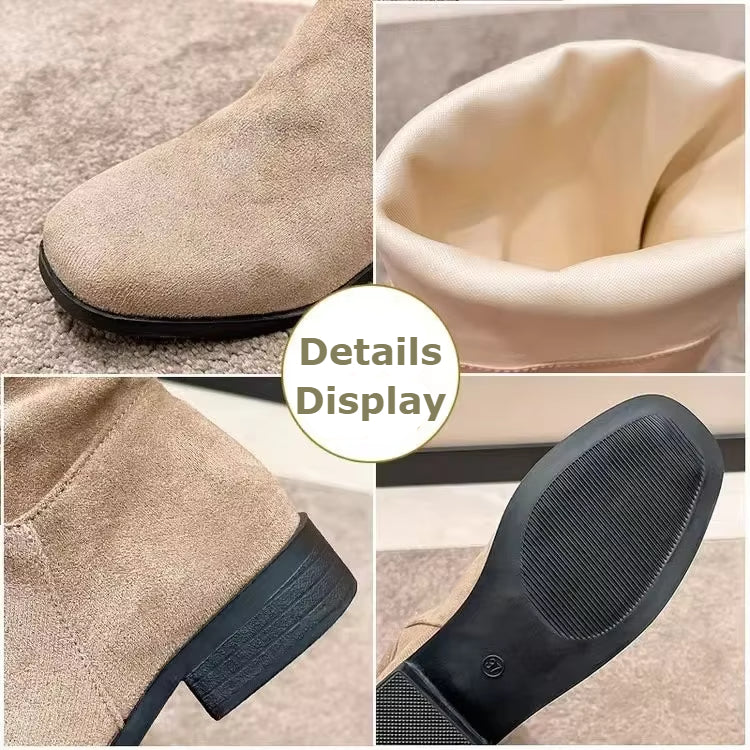 EP | SALE 45%🔥Bottes plissées femmes faux daim flocon genou haut bottes 2024 hiver