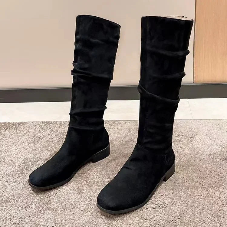 EP | SALE 45%🔥Bottes plissées femmes faux daim flocon genou haut bottes 2024 hiver