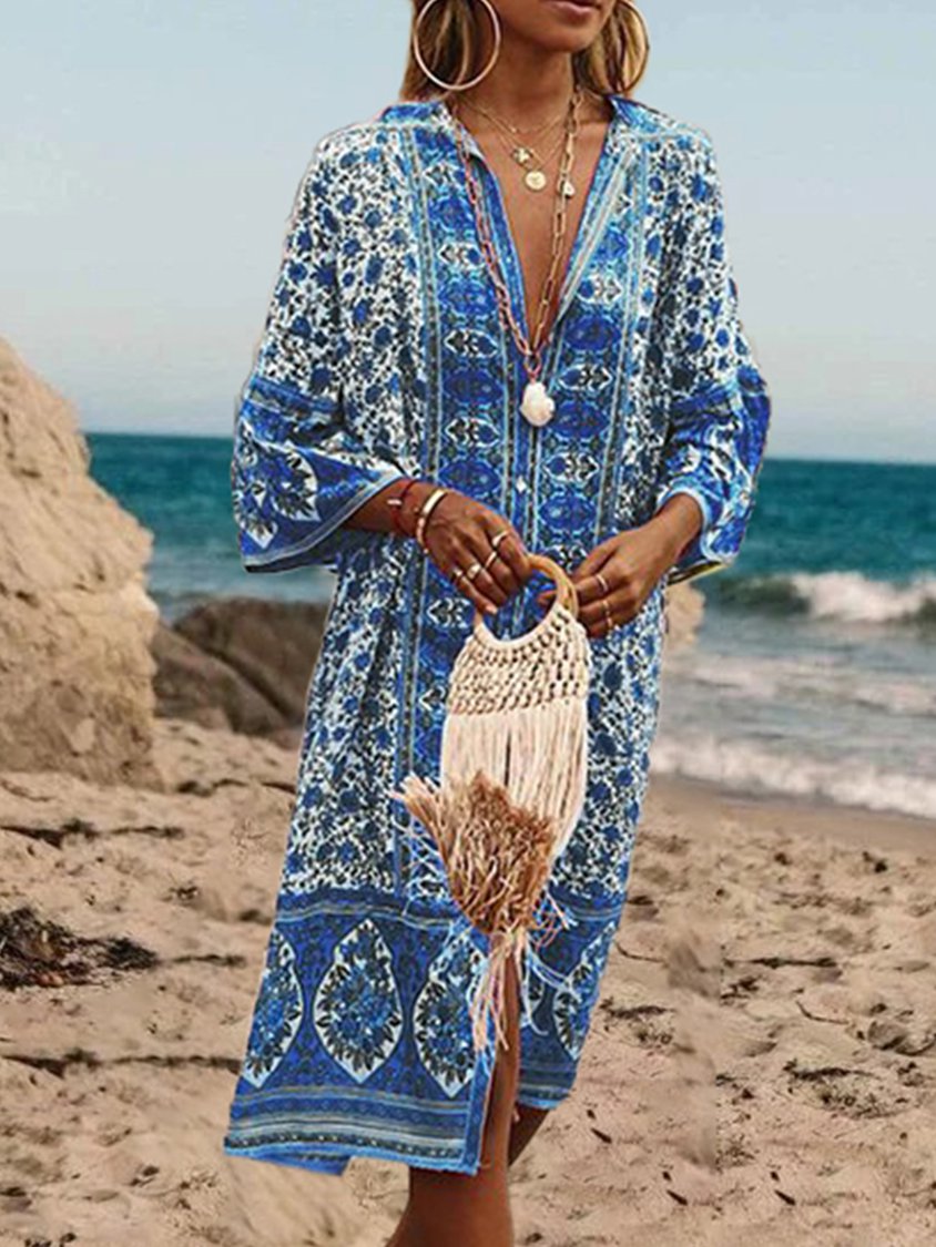 EP | Style bohème été Sexy Floral imprimé Maxi robe tissée AT10092