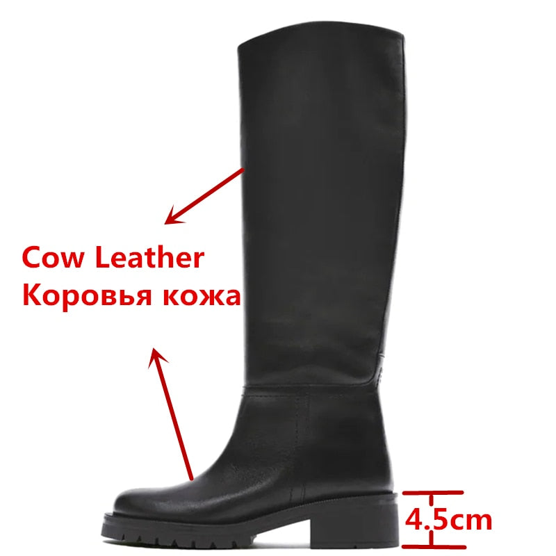 EP | Hot Femmes Bottes de genoux en cuir véritable