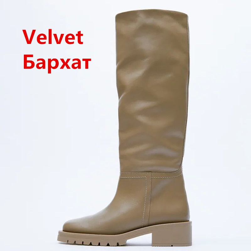 EP | Hot Femmes Bottes de genoux en cuir véritable