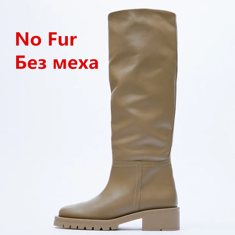 EP | Hot Femmes Bottes de genoux en cuir véritable