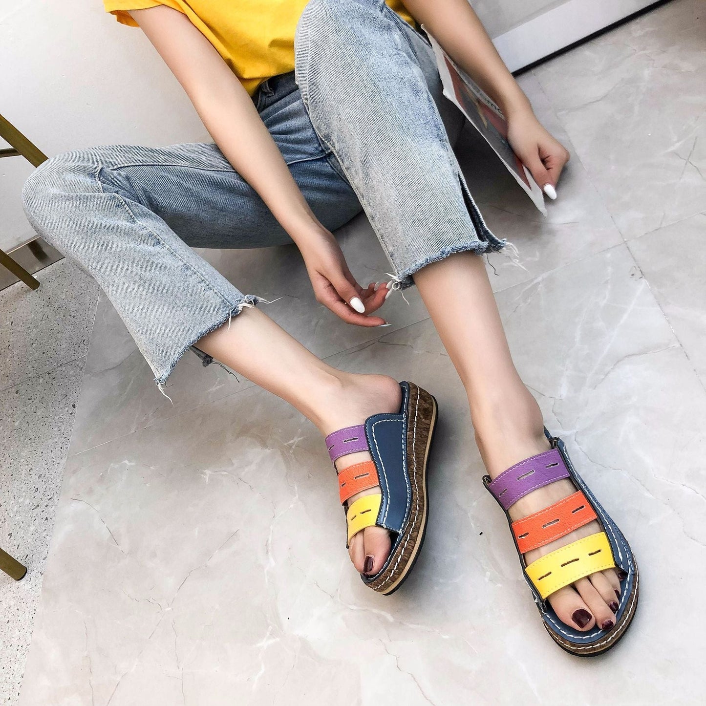 EP | | Sandales de soutien tricolores confortables pour femmes