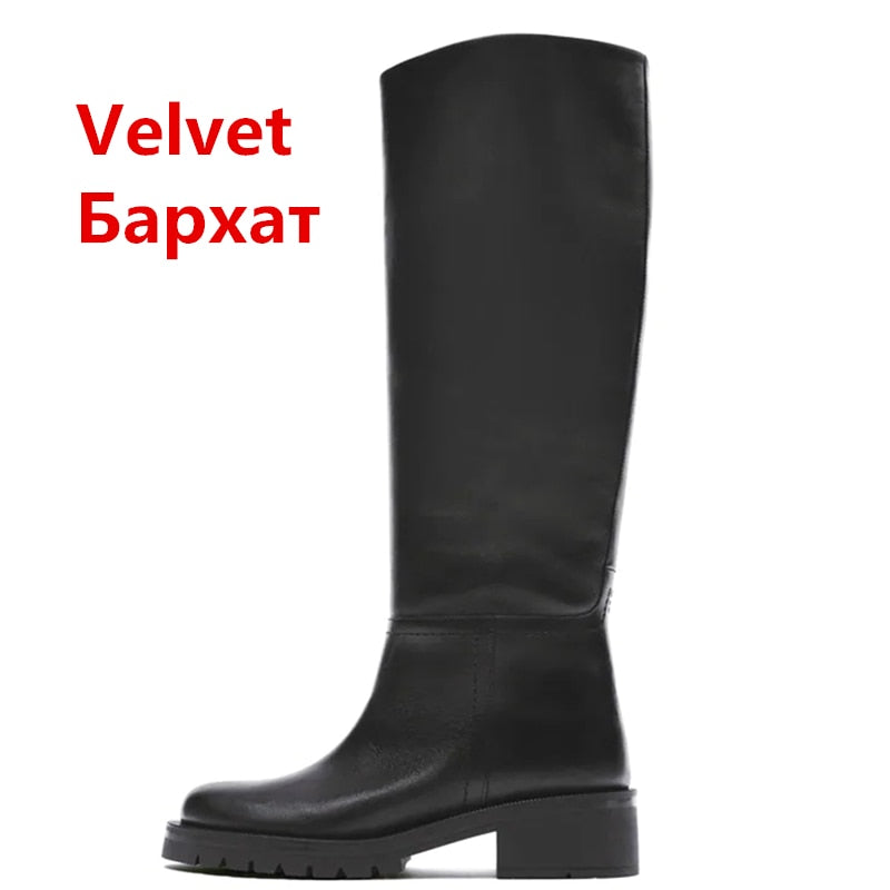 EP | Hot Femmes Bottes de genoux en cuir véritable