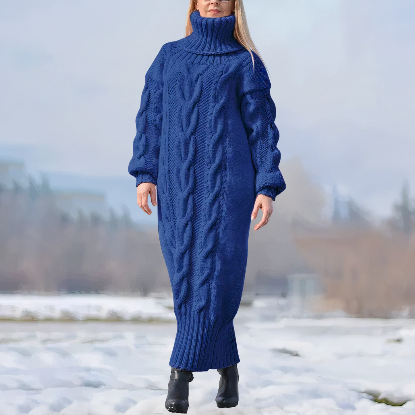 EP | robe longue maxi avec col haut et structure torsadée