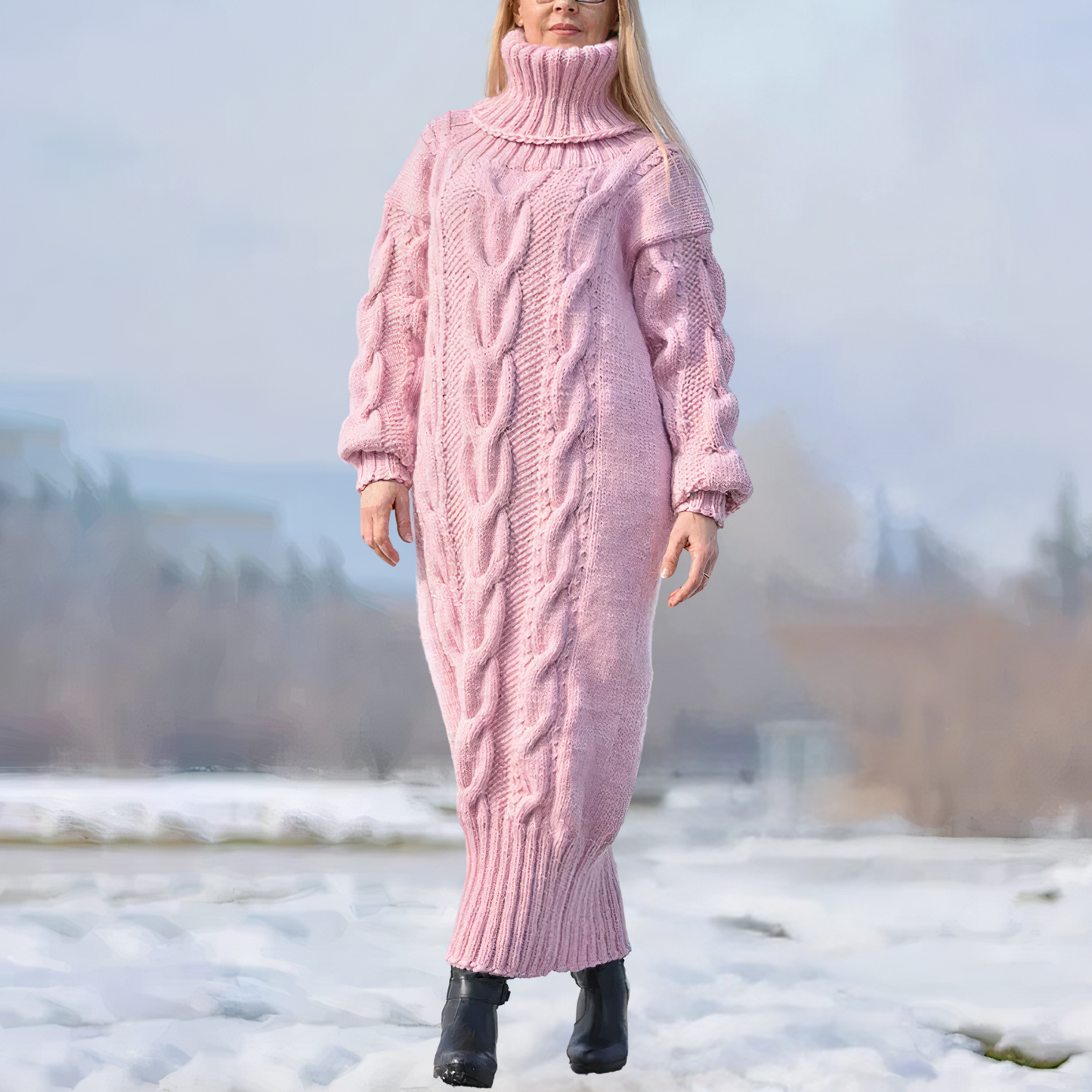 EP | robe longue maxi avec col haut et structure torsadée