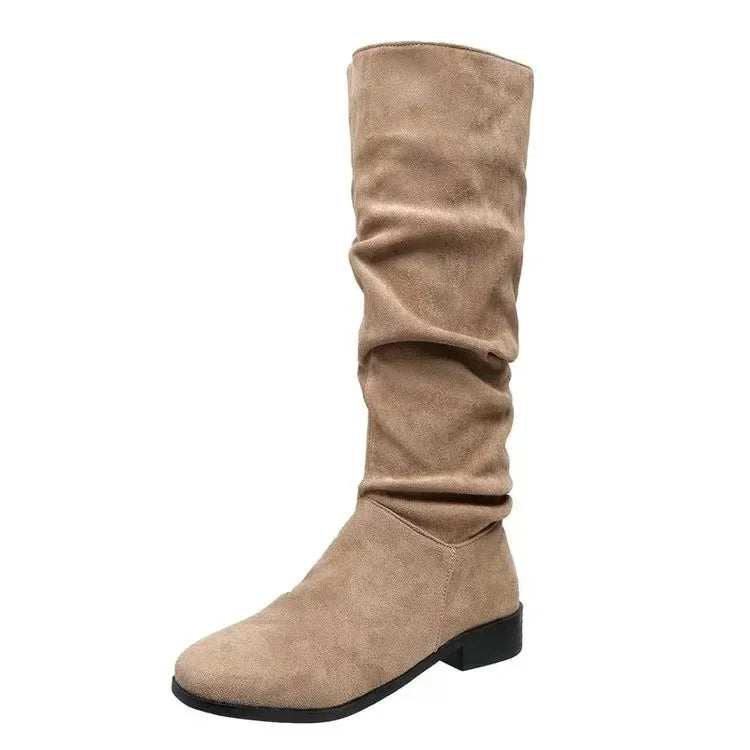 EP | SALE 45%🔥Bottes plissées femmes faux daim flocon genou haut bottes 2024 hiver