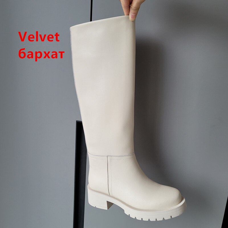 EP | Hot Femmes Bottes de genoux en cuir véritable