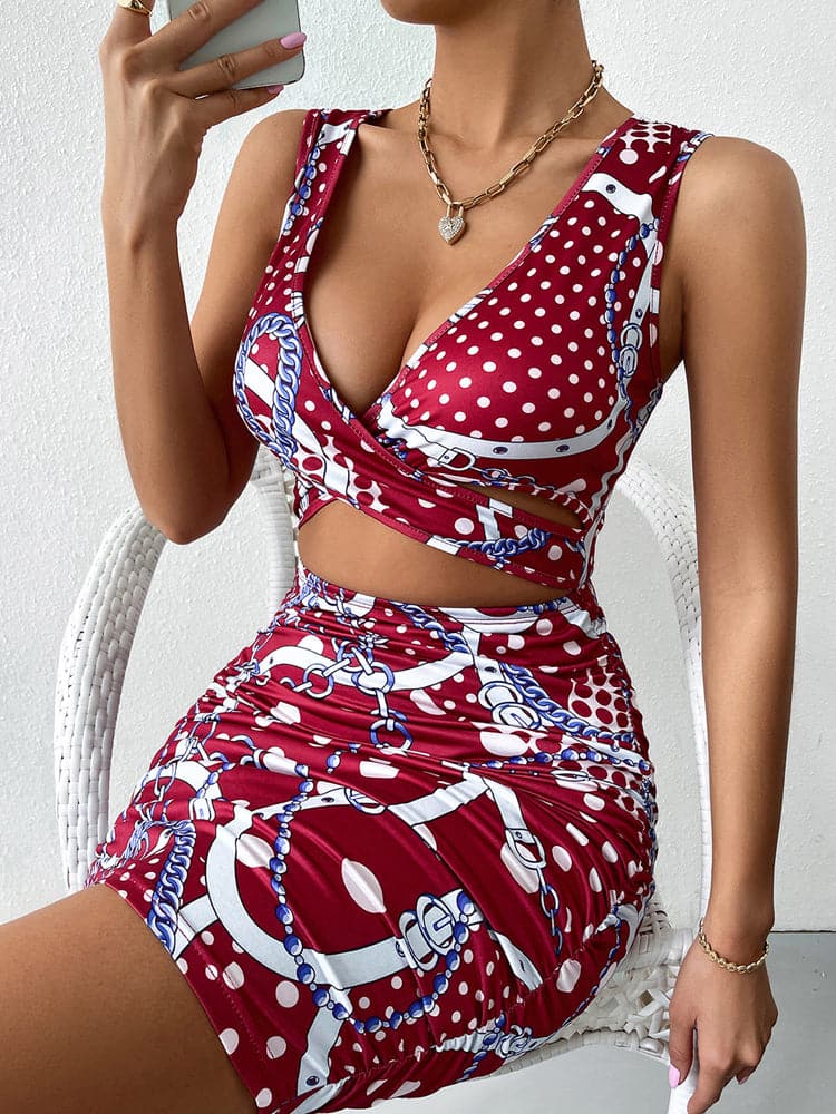EP | Sexy mini-robe sans manches décolleté profond V Party