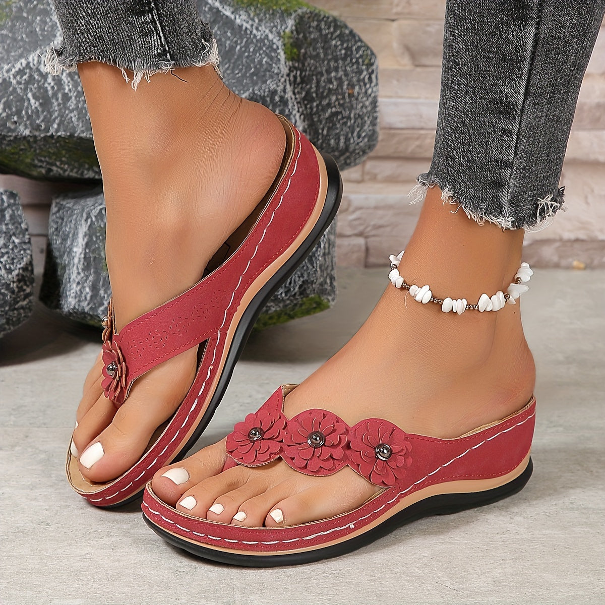 EP | | Sandales élégantes et confortables à lanières fleuries