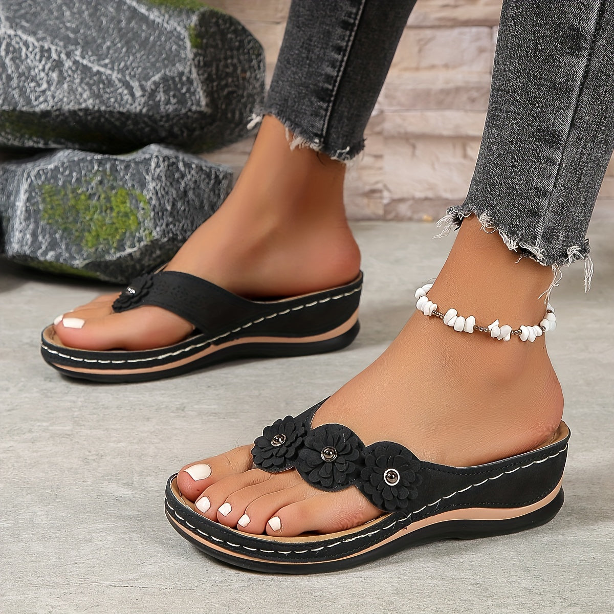 EP | | Sandales élégantes et confortables à lanières fleuries