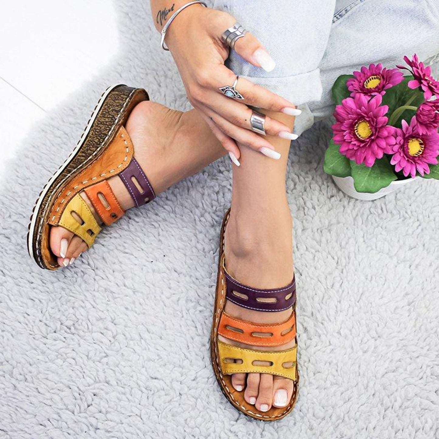 EP | | Sandales de soutien tricolores confortables pour femmes