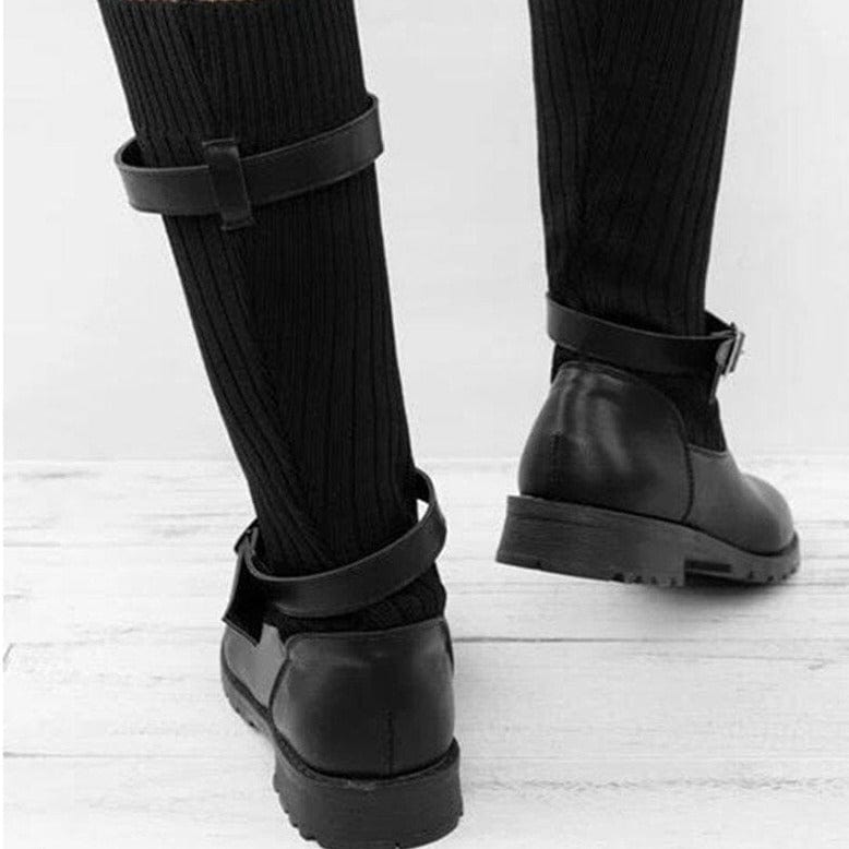 EP | Bottes en cuir tricotées en laine chaude pour femmes