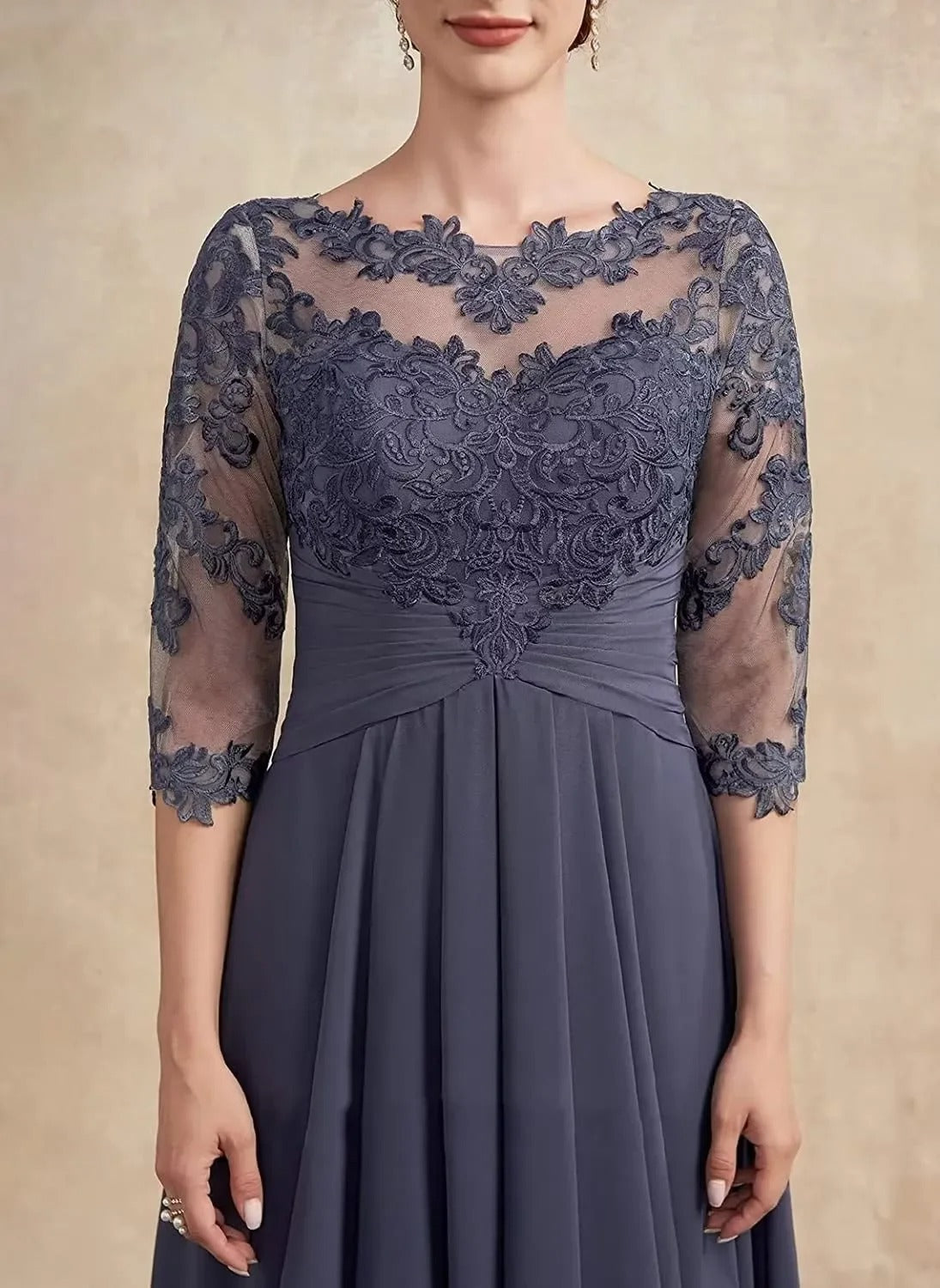 EP | robe maxi en mousseline de soie avec manches transparentes longueur midi