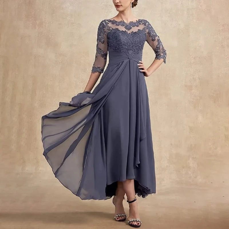 EP | robe maxi en mousseline de soie avec manches transparentes longueur midi