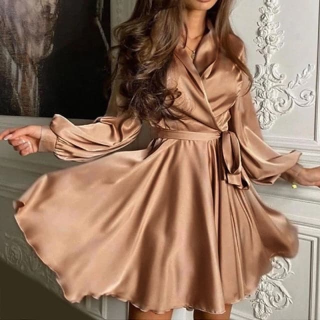 EP | Sexy satin écharpe A Line Mini-robe