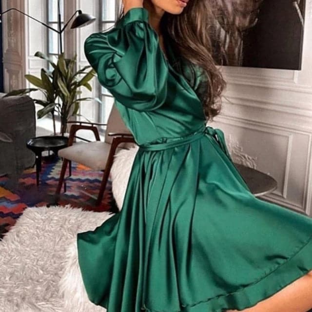 EP | Sexy satin écharpe A Line Mini-robe