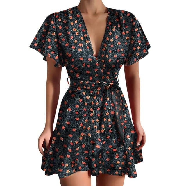 EP | Mini-robe vintage courte à manches papillon