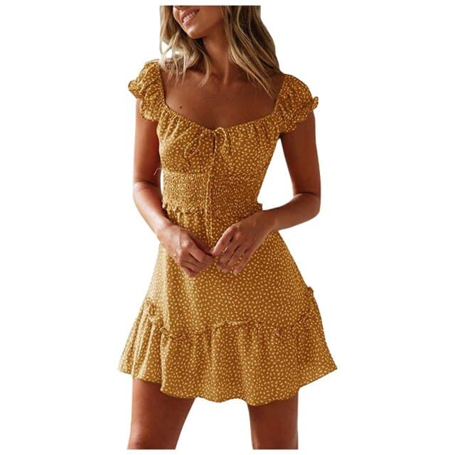 EP | Été Sexy Mini Robe Femme Blanc Nouvelle Robe Femme Été Floral Robe Femme Ancienne Vente Chaude Vintage