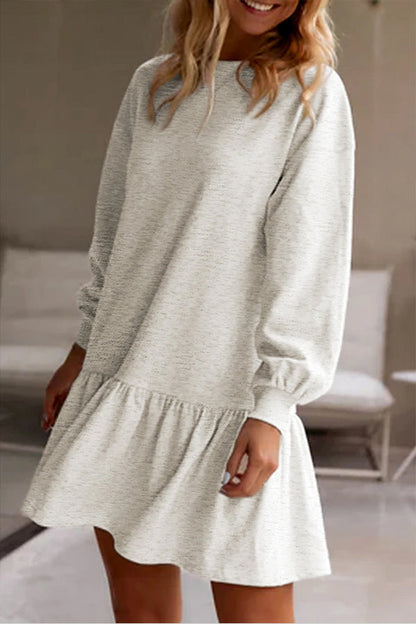 EP | Blanc Unicolore Ruché Mini Robe Sweatshirt