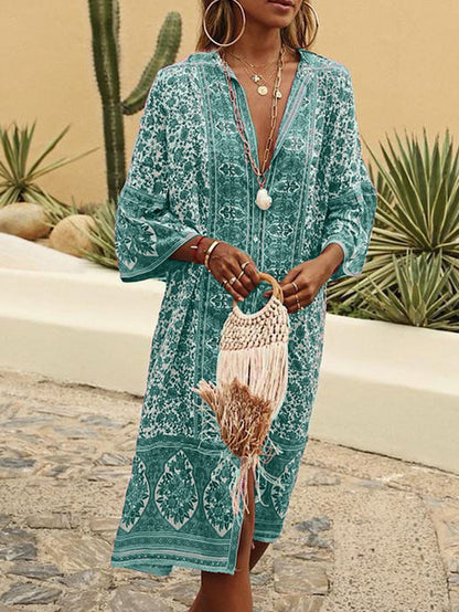 EP | Style bohème été Sexy Floral imprimé Maxi robe tissée AT10092