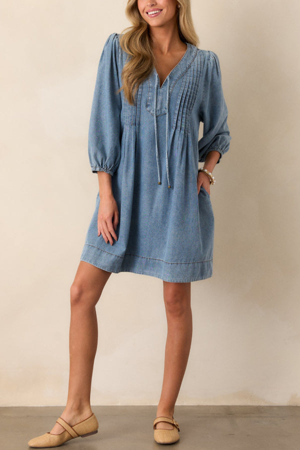 EP | Fate Would Have It Denim Fantaisie Pochette A-Line Mini-robe