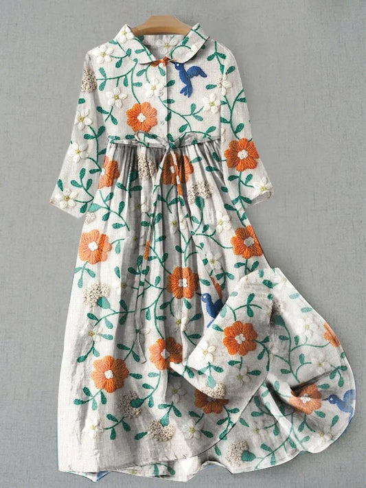 ND | Maxi-robe fleurie avec boutons