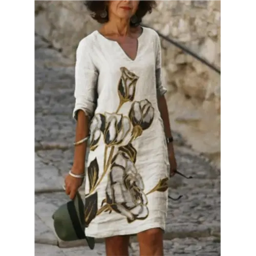 EP | Mini robe à motif floral et décolleté en V pour femme