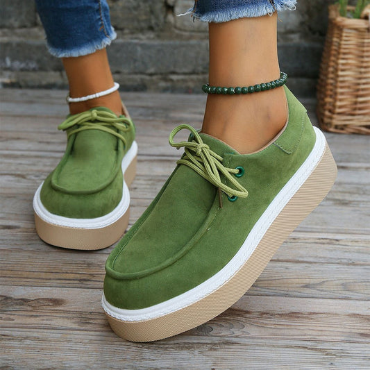 EP | Womens Lace-Up Flats avec semelle épaisse Baskets