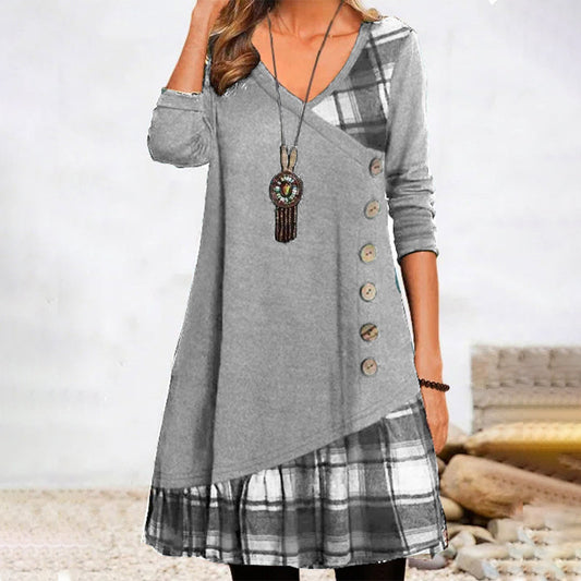 ND | Robe midi à manches longues à carreaux