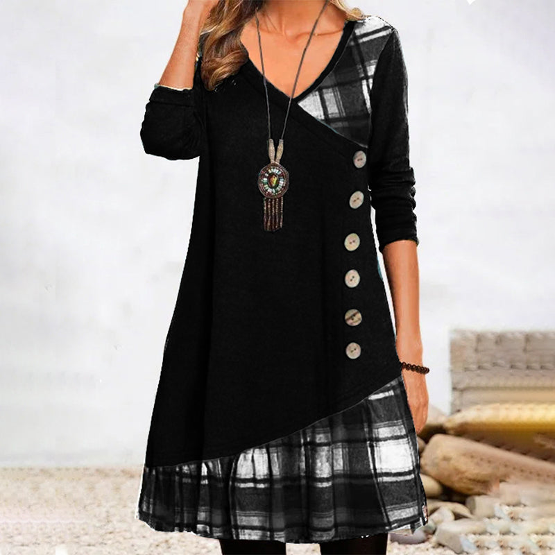 ND | Robe midi à manches longues à carreaux