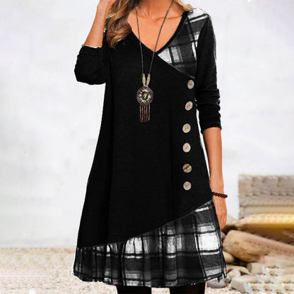 ND | Robe midi à manches longues à carreaux