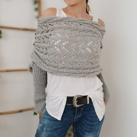 ND | Elégant pull-over cache-cœur en tricot avec détail ajouré