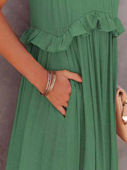 EP | Robe maxi échelonnée sans manches avec poches