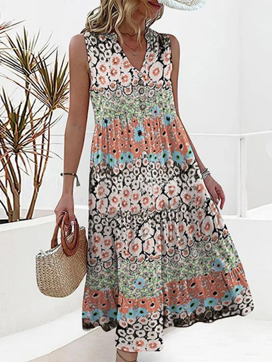 ND | Boho Floral Sleeveless Maxi Dress