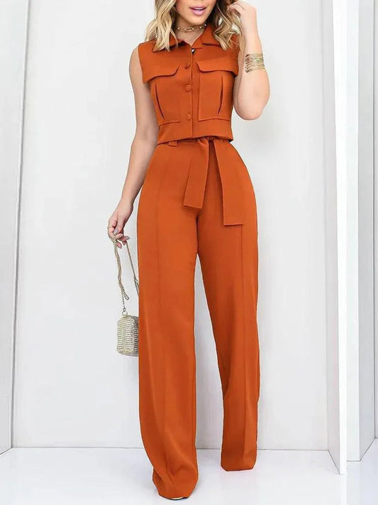 ND | Style élégant - Ceinture avec noeud, jambe large - Parfait pour les occasions décontractées et formelles