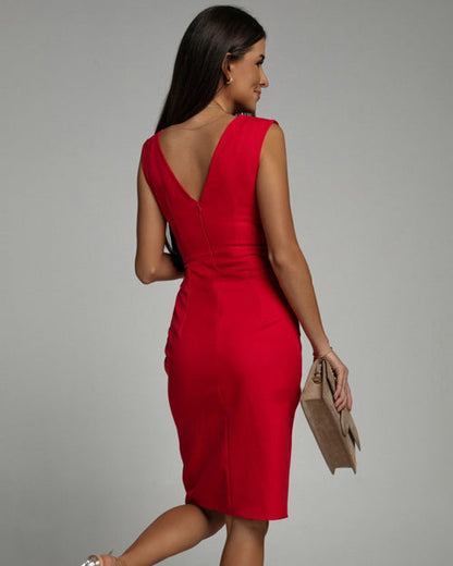 EP | Robe midi moulante avec décolleté en V pour un look élégant
