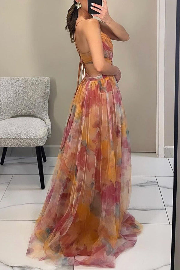 EP | Maxi-robe élégante pour femmes avec impression de fleurs