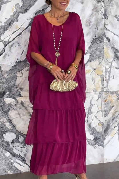 EP | Couleur solide Col rond Maxi robe rayée en vrac