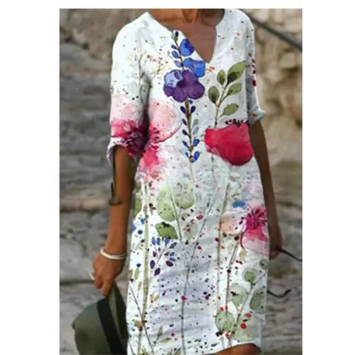 EP | Mini robe à motif floral et décolleté en V pour femme
