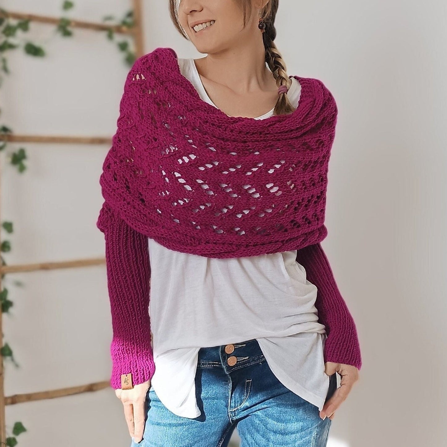 ND | Elégant pull-over cache-cœur en tricot avec détail ajouré