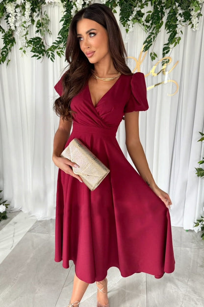 EP | Surplice Robe midi à manches bouffantes