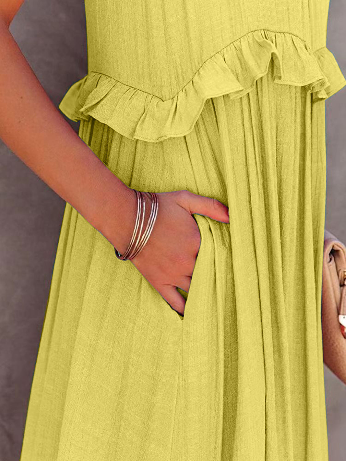 EP | Robe maxi échelonnée sans manches avec poches