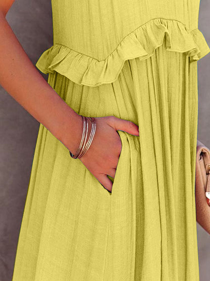 EP | Robe maxi échelonnée sans manches avec poches