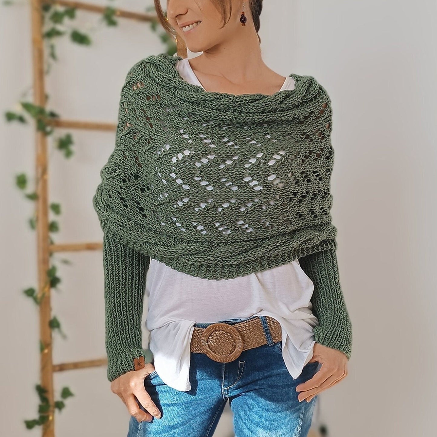 ND | Elégant pull-over cache-cœur en tricot avec détail ajouré