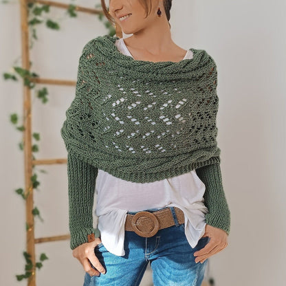 ND | Elégant pull-over cache-cœur en tricot avec détail ajouré