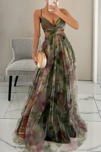 EP | Maxi-robe élégante pour femmes avec impression de fleurs
