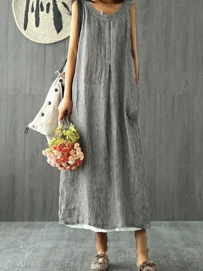 EP | Luisiana -Robe en lin et coton sans manches, col rond